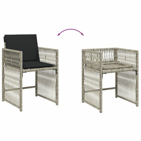 Tuinstoelen 4 st met kussens poly rattan lichtgrijs