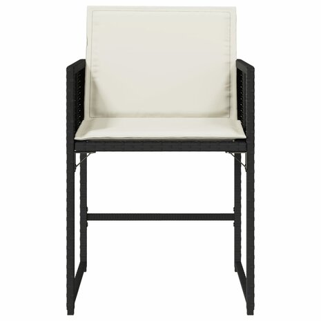 Tuinstoelen 4 st met kussens poly rattan zwart