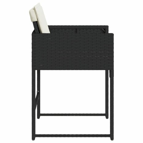Tuinstoelen 4 st met kussens poly rattan zwart