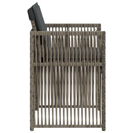 Tuinstoelen 4 st met kussens poly rattan grijs