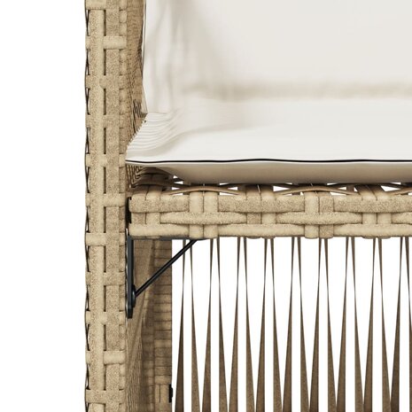 Tuinstoelen 4 st met kussens poly rattan beige