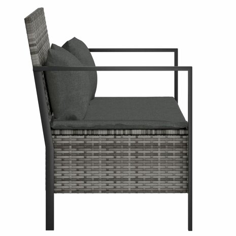 Tuinbank 2-zits met kussens poly rattan grijs
