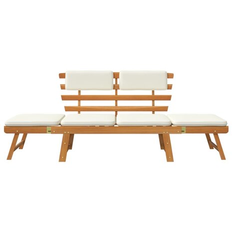 Tuinbank met kussens 2-in-1 190 cm massief acaciahout