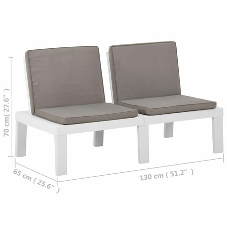 Loungebank met kussen kunststof wit
