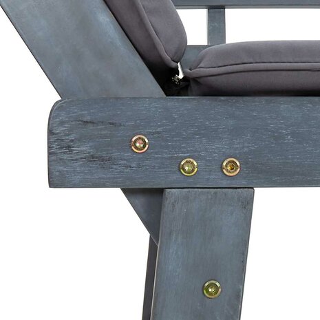 Tuinbank met kussens 2-in-1 190 cm massief acaciahout grijs