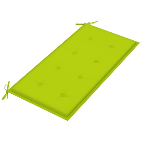 Tuinbank met heldergroen kussen 112 cm massief teakhout
