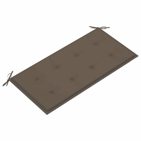 Tuinbank met taupe kussen 112 cm massief teakhout