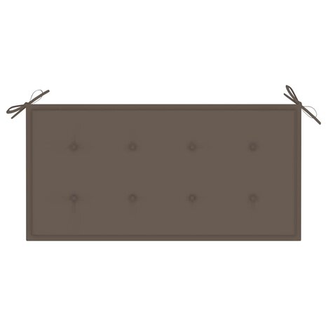 Tuinbank met taupe kussen 112 cm massief teakhout