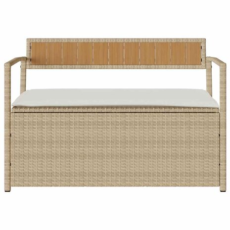 Tuinbank met kussen beige polyrotan