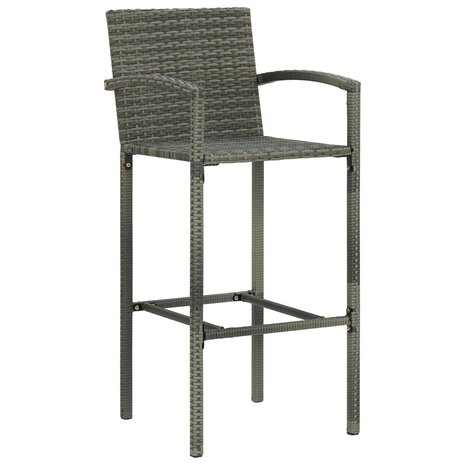Barkrukken 2 st poly rattan grijs