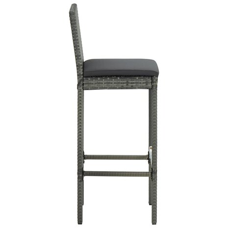 Tuinbarkrukken met kussens 4 st poly rattan grijs