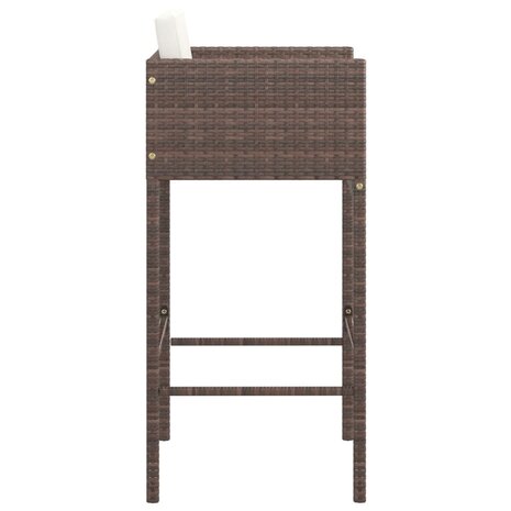 Barkrukken 2 st met kussens poly rattan bruin