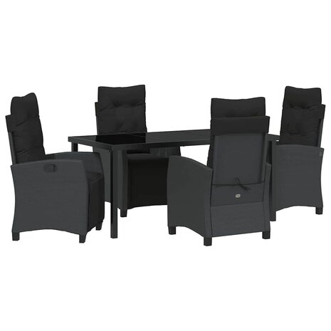 Tuin Eetset 5 pcs Zwart poly rattan