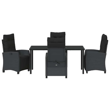 Tuin Eetset 5 pcs Zwart poly rattan