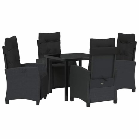 Tuin Eetset 5 pcs Zwart poly rattan