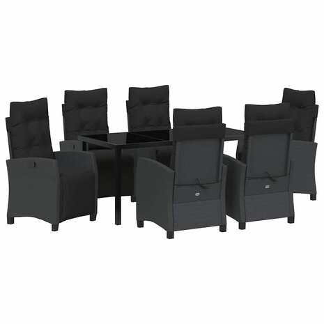 Tuin Eetset 7 pcs Zwart poly rattan