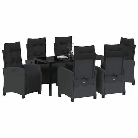 Tuin Eetset 7 pcs Zwart poly rattan