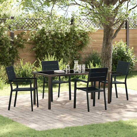 Tuin Eetset 5 pcs Zwart HDPE