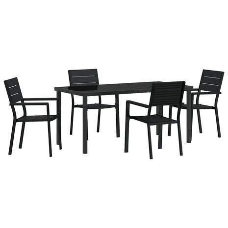 Tuin Eetset 5 pcs Zwart HDPE