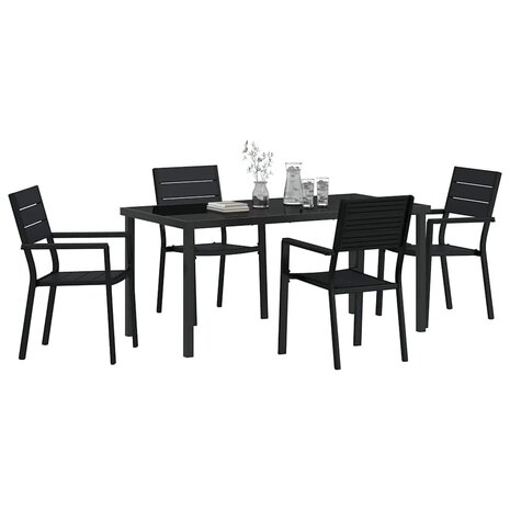 Tuin Eetset 5 pcs Zwart HDPE