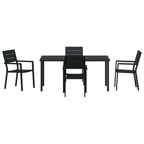 Tuin Eetset 5 pcs Zwart HDPE