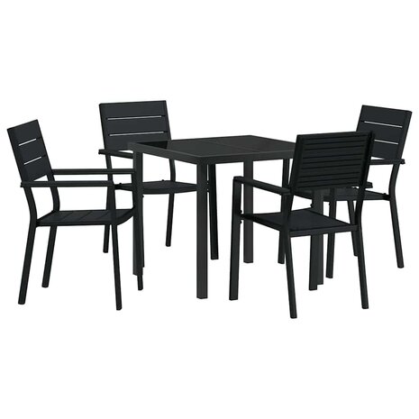 Tuin Eetset 5 pcs Zwart HDPE