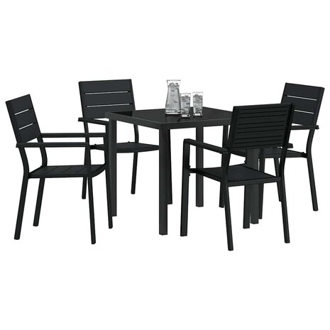Tuin Eetset 5 pcs Zwart HDPE