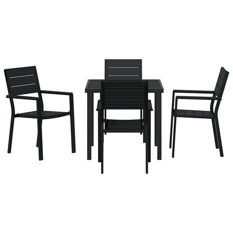 Tuin Eetset 5 pcs Zwart HDPE