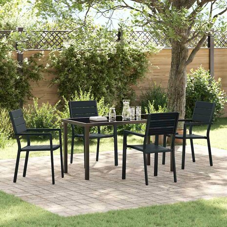 Tuin Eetset 5 pcs Zwart HDPE