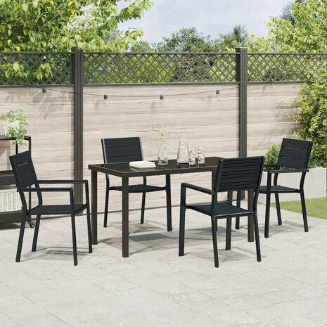 Tuin Eetset 5 pcs Zwart HDPE