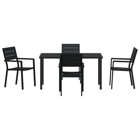Tuin Eetset 5 pcs Zwart HDPE