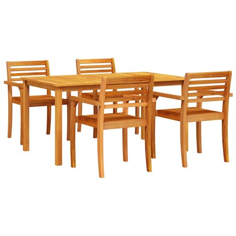 Tuin Eetset 5 pcs Bruin Massief acaciahout