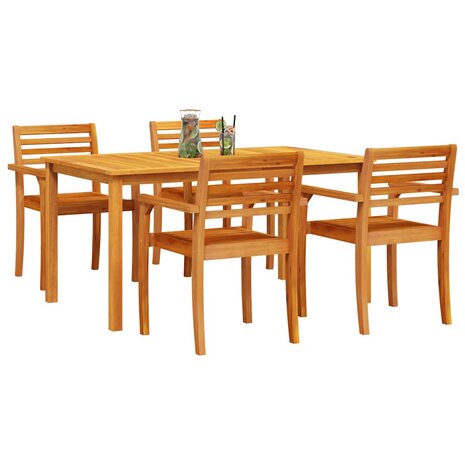Tuin Eetset 5 pcs Bruin Massief acaciahout