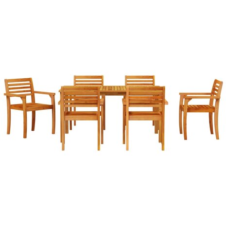 Tuin Eetset 7 pcs Bruin Massief acaciahout