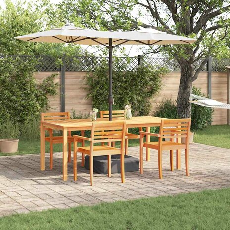Tuin Eetset 7 pcs Bruin Massief acaciahout