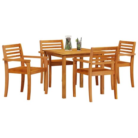 Tuin Eetset 5 pcs Bruin Massief acaciahout