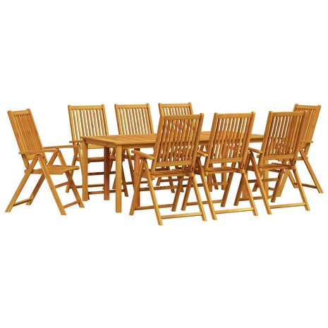 Tuin Eetset 9 pcs Bruin Massief acaciahout