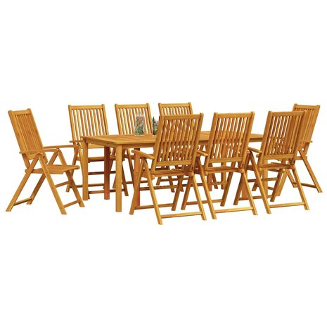 Tuin Eetset 9 pcs Bruin Massief acaciahout