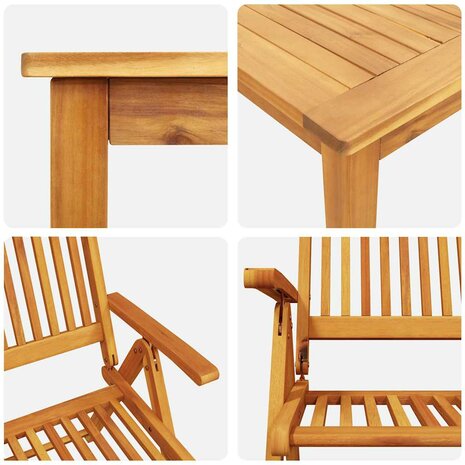 Tuin Eetset 9 pcs Bruin Massief acaciahout