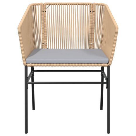 7-delige Tuinset met kussens poly rattan glas bruin