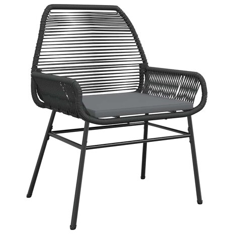 7-delige Tuinset met kussens poly rattan glas zwart