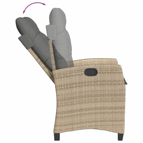 5-delige Tuinset met kussens poly rattan beige