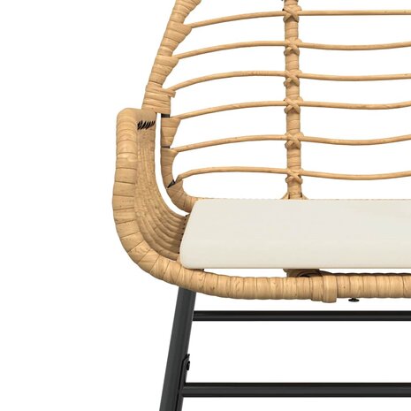 9-delige Tuinset met kussens poly rattan glas bruin