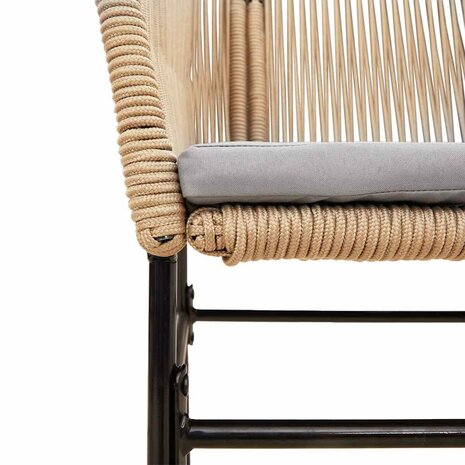 9-delige Tuinset met kussens poly rattan glas bruin