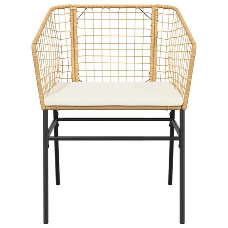 7-delige Tuinset met kussens poly rattan glas bruin