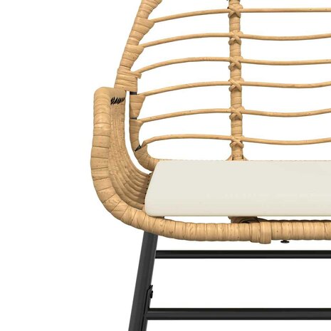 7-delige Tuinset met kussens poly rattan glas bruin