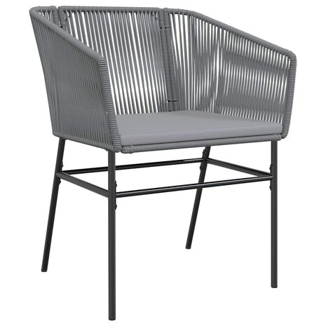 5-delige Tuinset met kussens poly rattan glas grijs