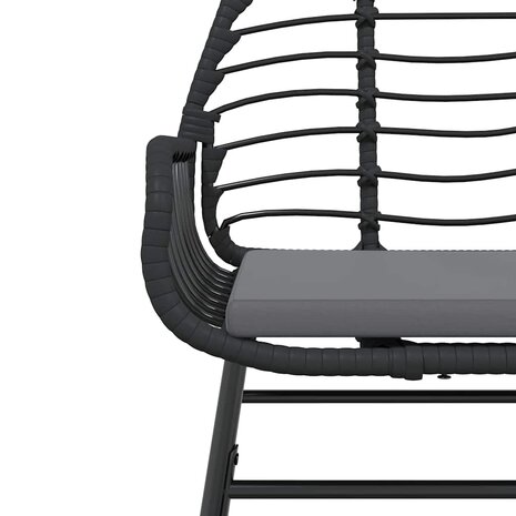 7-delige Tuinset met kussens poly rattan glas zwart