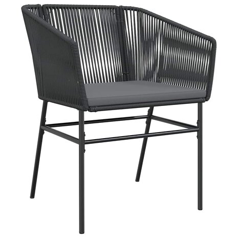 9-delige Tuinset met kussens poly rattan glas zwart