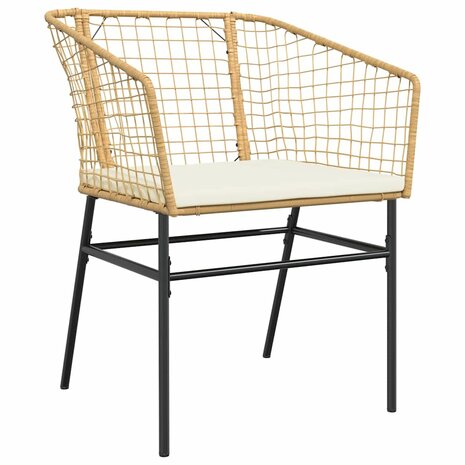 9-delige Tuinset met kussens poly rattan glas bruin
